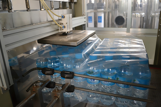 Water Production Line Automated Packaging Machines Bottle PE Film Shrink Wrapped